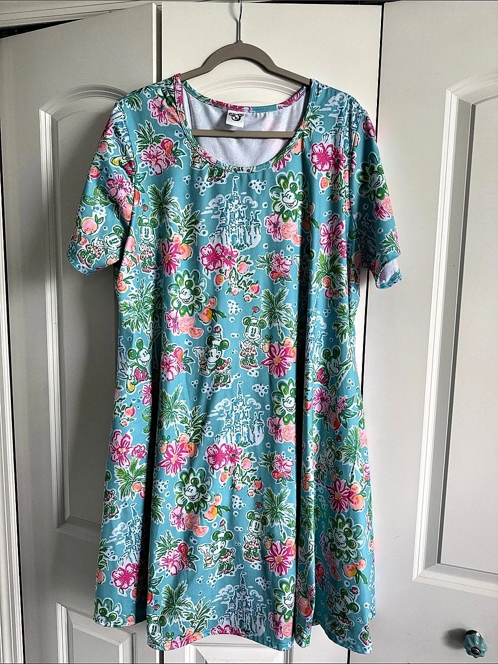 Minnie Mouse Floral Mini Dress in Blue & Pink Like New